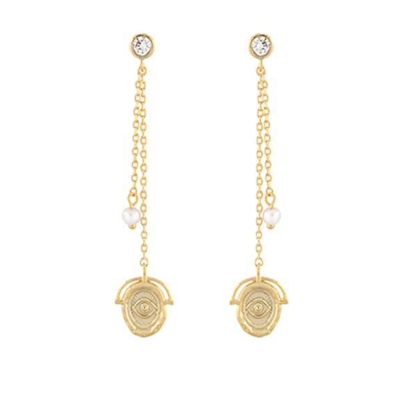 Layered & CZ Evil Eye Earrings - Picture 1 of 1